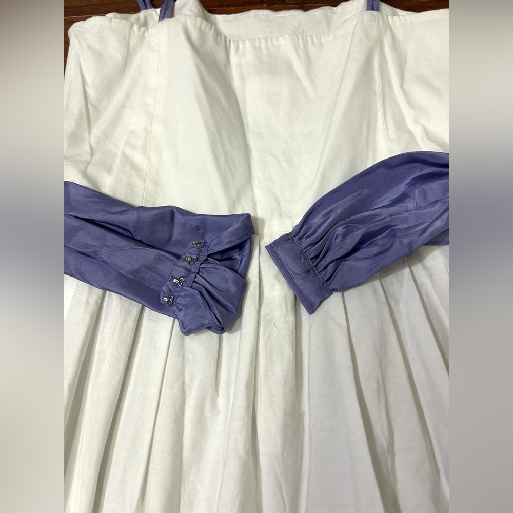 VTG Clues Midi Dress Sz 8 White Floral Embroidered Cottagecore Garden Tea‎ Party - Picture 8 of 16